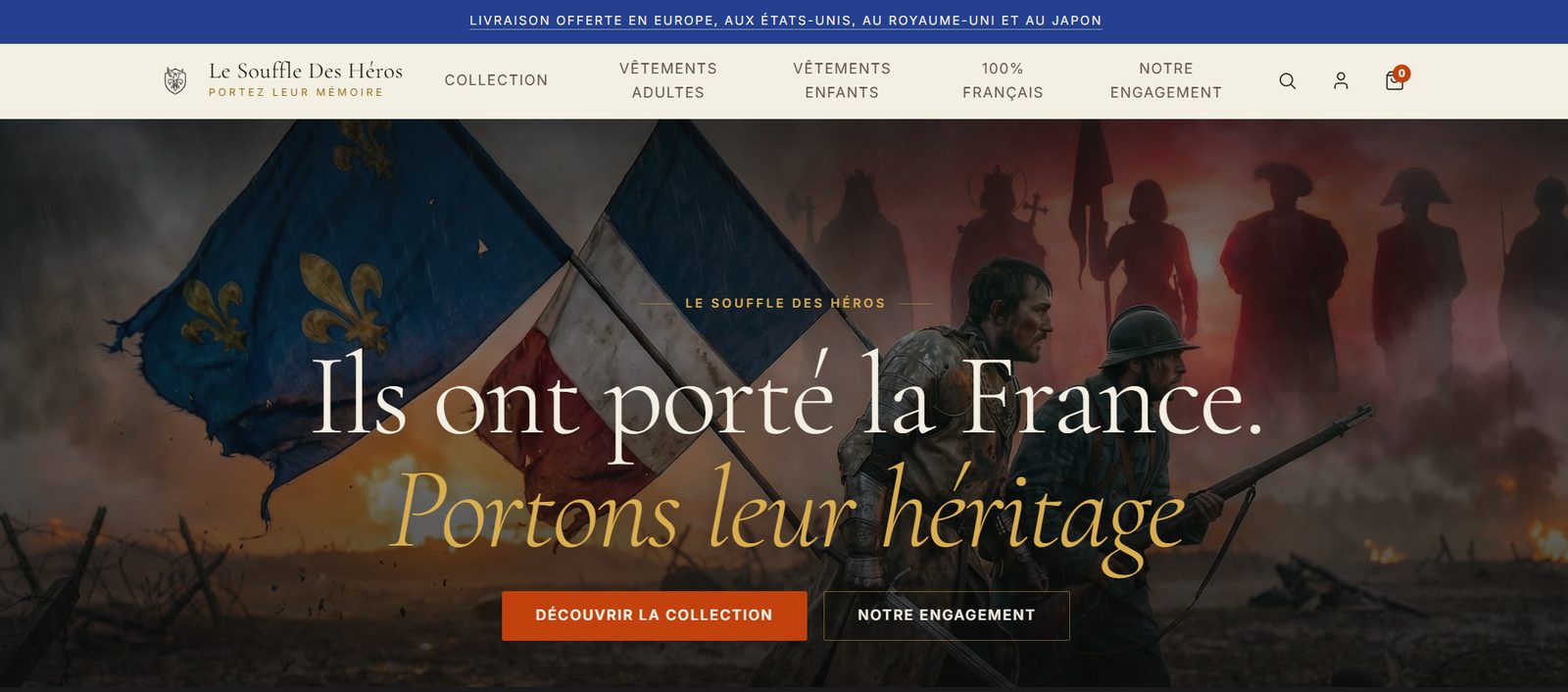 Page d’accueil de la boutique Le Souffle des Héros
