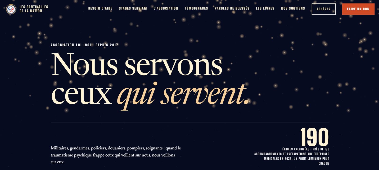 Page d’accueil du site Les Sentinelles de la Nation